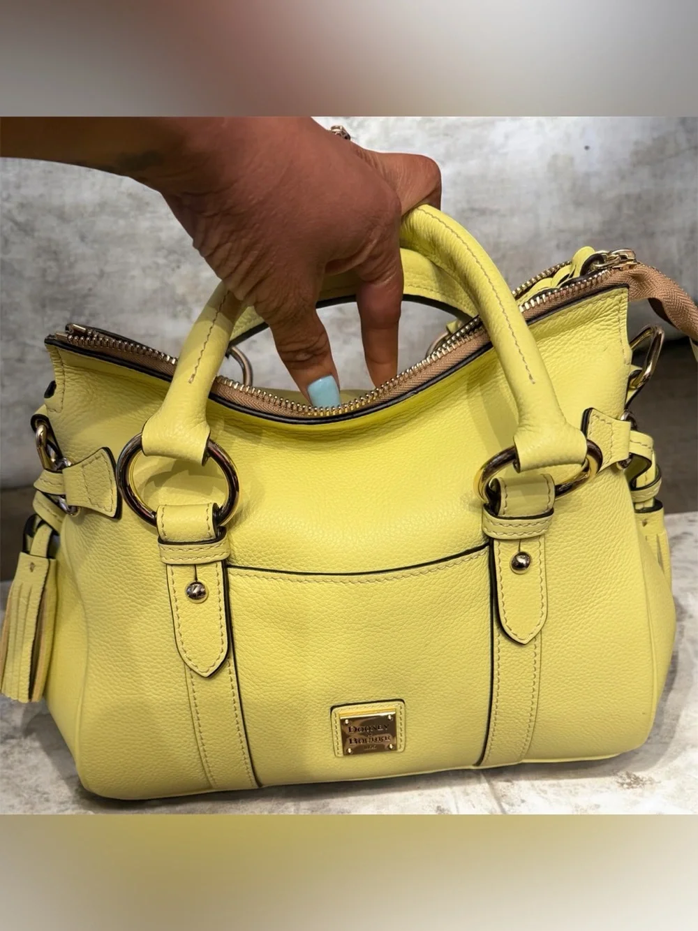 Dooney & Bourke Lemon Yellow Pebble Leather Satchel